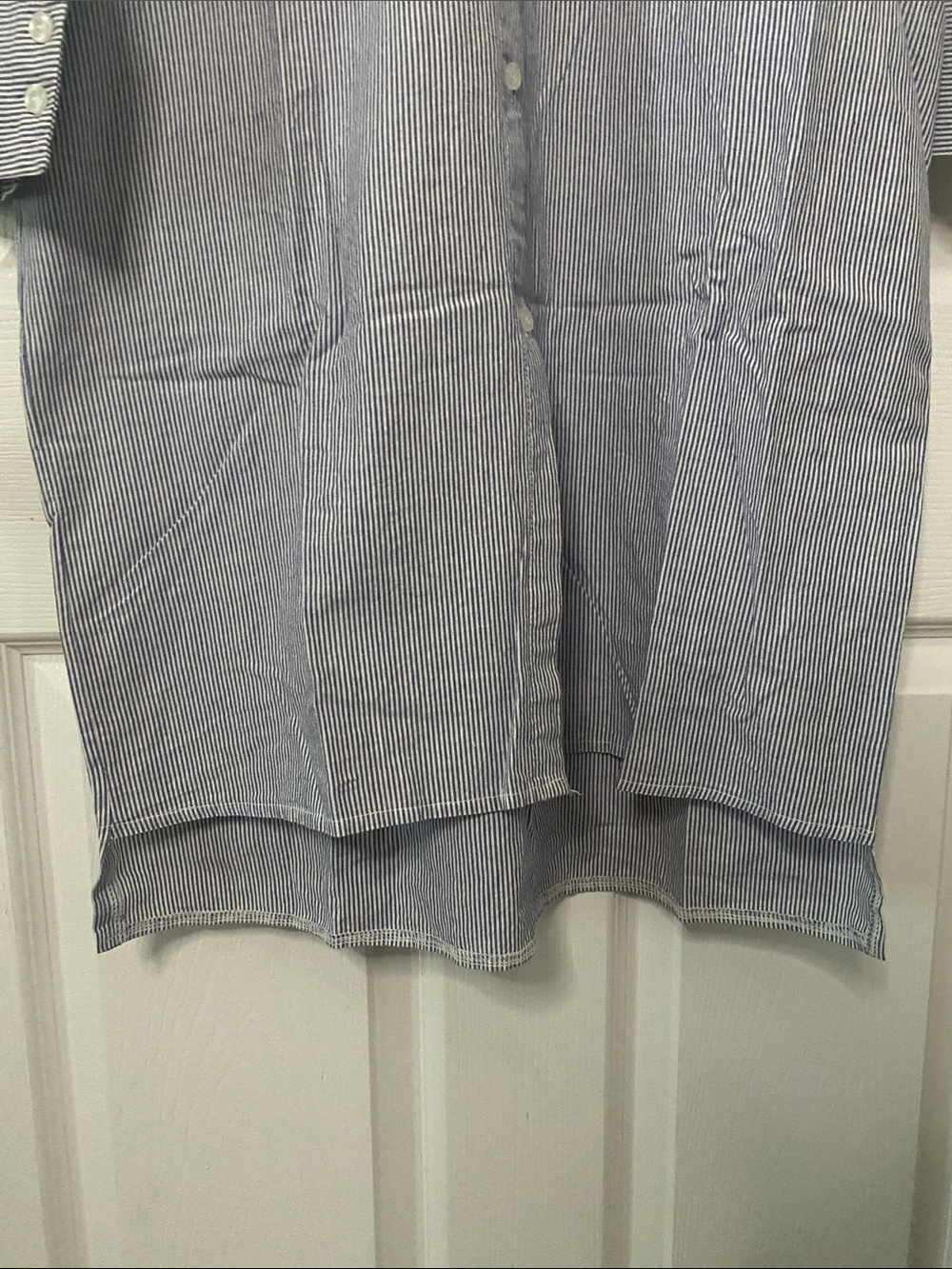 OAK + FORT Light Blue Striped Long Button-Down Shirt #13 - Picture 4 of 6